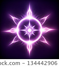 Stunning ethereal purple glow surrounding celestial starburst emblem, perfect for magical fantasy designs or futuristic tech branding with a vibrant, modern feel 134442906