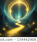 Mystical glowing path toward enlightenment with magical portal, perfect for spiritual growth, fantasy, and ethereal concepts, inspiring hope and transformation 134442908