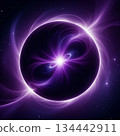 Stunning cosmic nebula with swirling purple energy, a captivating abstract space scene perfect for science, technology, or futuristic concepts and designs 134442911