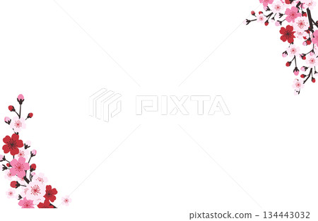 Japanese modern cherry blossom diagonal corner frame 134443032