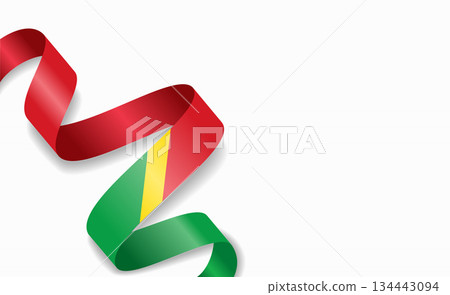 Congolese flag stylized wavy ribbon, symbolizing national pride, celebration, cultural identity. Vector illustration. 134443094