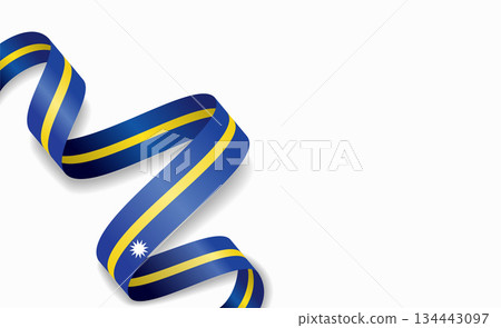 Nauruan flag stylized wavy ribbon, symbolizing national pride, celebration, cultural identity. Vector illustration. Nauruan flag stylized wavy ribbon, symbolizing national pride, celebration, cultural identity. Vector illustration. 134443097
