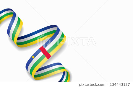 Central African Republic flag stylized wavy ribbon, symbolizing national pride, celebration. Vector illustration. Central African Republic flag stylized wavy ribbon, symbolizing national pride, celebration. Vector illustration. 134443127