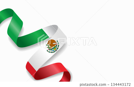 Mexican flag stylized wavy ribbon, symbolizing national pride, celebration, cultural identity. Vector illustration. Mexican flag stylized wavy ribbon, symbolizing national pride, celebration, cultural identity. Vector illustration. 134443172