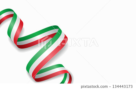 Italian flag stylized wavy ribbon, symbolizing national pride, celebration, cultural identity. Vector illustration. 134443173
