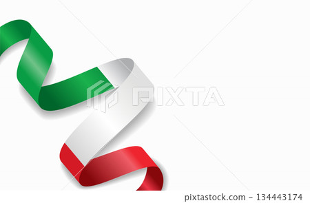 Italian flag stylized wavy ribbon, symbolizing national pride, celebration, cultural identity. Vector illustration. 134443174