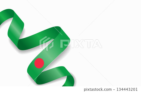 Bangladeshi flag stylized wavy ribbon, symbolizing national pride, celebration, cultural identity. Vector illustration. Bangladeshi flag stylized wavy ribbon, symbolizing national pride, celebration, cultural identity. Vector illustration. 134443201