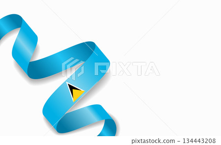 Saint Lucia flag stylized wavy ribbon, symbolizing national pride, celebration, cultural identity. Vector illustration. 134443208