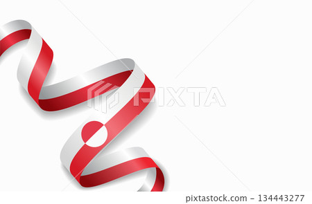Greenland flag stylized wavy ribbon, symbolizing national pride, celebration, cultural identity. Vector illustration. Greenland flag stylized wavy ribbon, symbolizing national pride, celebration, cultural identity. Vector illustration. 134443277