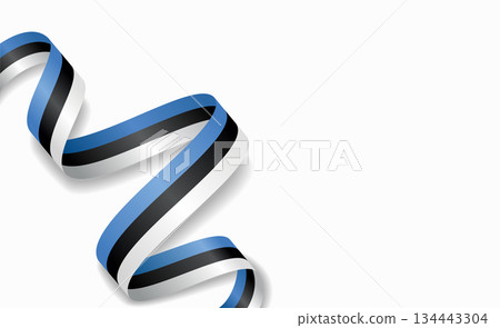 Estonian flag stylized wavy ribbon, symbolizing national pride, celebration, cultural identity. Vector illustration. Estonian flag stylized wavy ribbon, symbolizing national pride, celebration, cultural identity. Vector illustration. 134443304