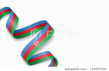 Azerbaijani flag stylized wavy ribbon, symbolizing national pride, celebration, cultural identity. Vector illustration. Azerbaijani flag stylized wavy ribbon, symbolizing national pride, celebration, cultural identity. Vector illustration. 134443305
