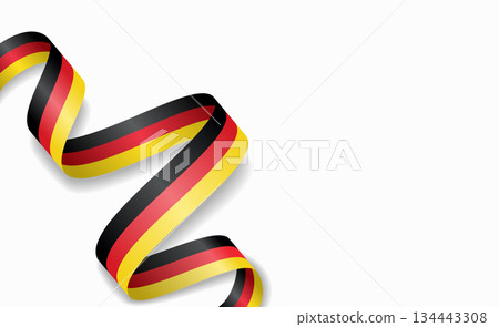 German flag stylized wavy ribbon, symbolizing national pride, celebration, cultural identity. Vector illustration. 134443308