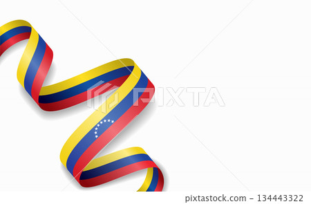 Venezuelan flag stylized wavy ribbon, symbolizing national pride, celebration, cultural identity. Vector illustration. 134443322