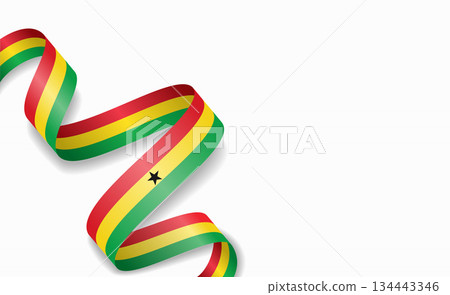 Ghanaian flag stylized wavy ribbon, symbolizing national pride, celebration, cultural identity. Vector illustration. Ghanaian flag stylized wavy ribbon, symbolizing national pride, celebration, cultural identity. Vector illustration. 134443346