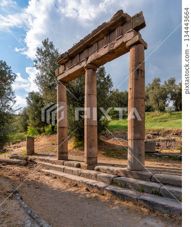 Ancient columns and architrave at Asclepieion of Pergamon, Bergama, Turkey. Ancient columns and architrave at Asclepieion of Pergamon, Bergama, Turkey. 134443664