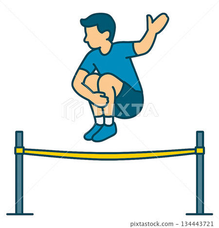 Illustration of a man doing slacklining 134443721