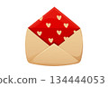 Retro envelope love letter, romantic open envelope, heart letter Vintage coquette love day or wedding greeting  134444053