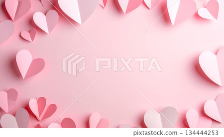 Paper-cut heart frame with empty center, plain background Paper-cut heart frame with empty center, plain background 134444253