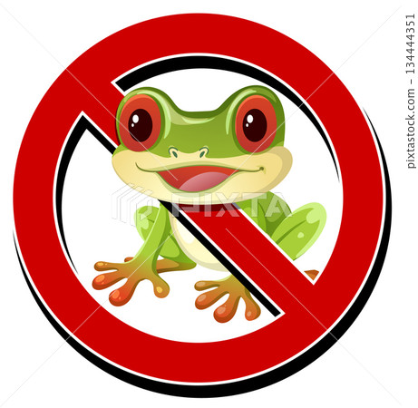 No Frogs Allowed Red Prohibition Sign Illustration No Frogs Allowed Red Prohibition Sign Illustration 134444351