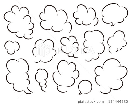 A simple vector illustration set of a cloud-shaped speech bubble representing thoughts and imagination A simple vector illustration set of a cloud-shaped speech bubble representing thoughts and imagination 134444380