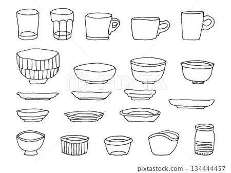 手繪餐具插圖套裝 手繪餐具插圖套裝 134444457