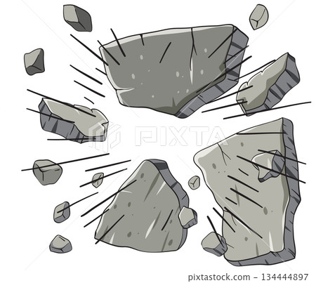 Shattered Concrete Debris Flying in Midair Vector Shattered Concrete Debris Flying in Midair Vector 134444897