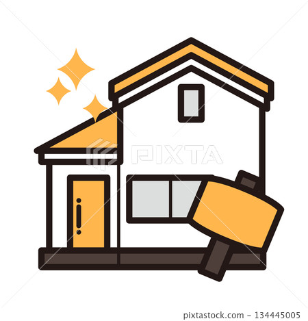 簡單的房子圖示 + 錘子 134445005