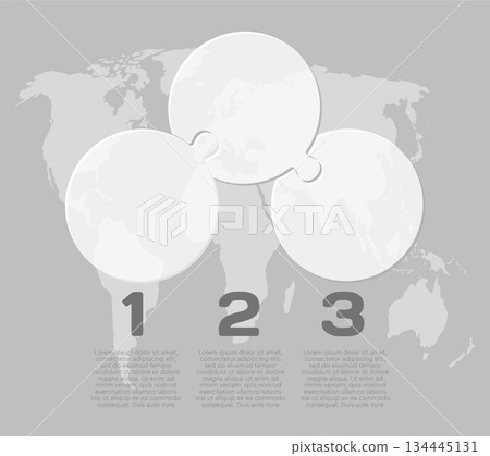 Three steps line infographic, puzzle diagram Three steps line infographic, puzzle diagram 134445131