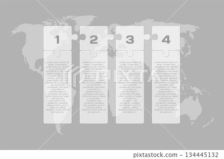 Four steps line infographic, puzzle diagram Four steps line infographic, puzzle diagram 134445132