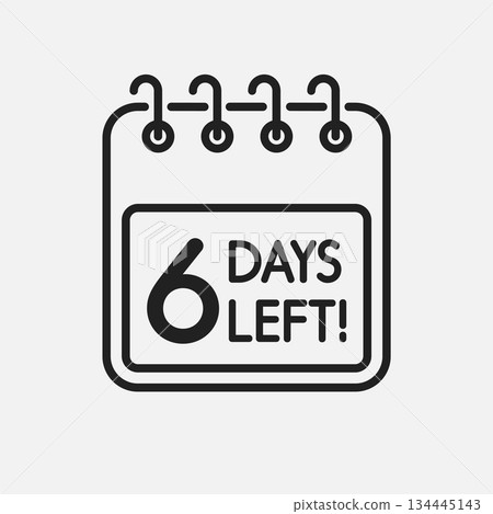 Countdown daily page calendar icon - 6 days left 134445143
