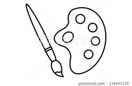 Art as a subject: Simple icon illustration of a palette and brush Art as a subject: Simple icon illustration of a palette and brush 134445170