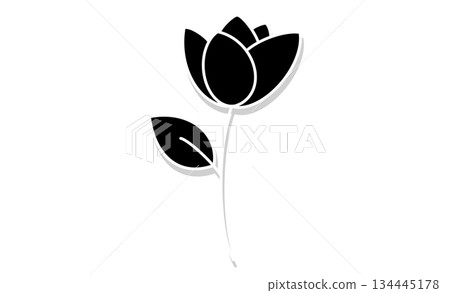 嗜好：代表園藝的單色花卉圖示插畫 134445178
