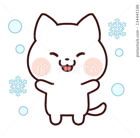 白貓在雪地裡很開心 白貓在雪地裡很開心 134445186
