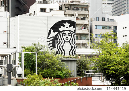 Urban landscape: Buildings and advertising designs on the rooftops Urban landscape: Buildings and advertising designs on the rooftops 134445419