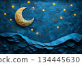 Artistic Crescent Moon With Starry Background 134445630