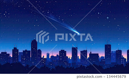 人工智慧圖像：星空下的城市景觀 134445679