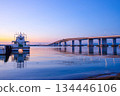 Lake Biwa and Lake Biwa Bridge at sunrise 134446106