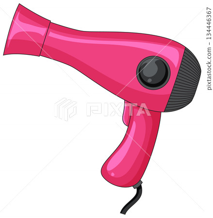 Pink Hair Dryer Vector Illustration Side View Pink Hair Dryer Vector Illustration Side View 134446367