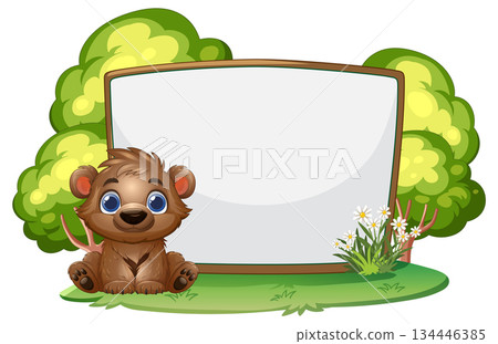 Cute Bear in Forest Scene 134446385