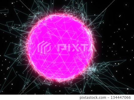 發光的洋紅色球體和網絡 134447066