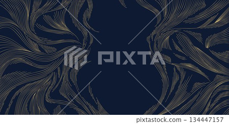 Abstract oriental vector background, flowing waves, gold on blue traditional Chinese, Japanese design. Elegant contour, ink texture, cloud shapes. frost winter ornament. Abstract oriental vector background, flowing waves, gold on blue traditional Chinese, Japanese design. Elegant contour, ink texture, cloud shapes. frost winter ornament. 134447157