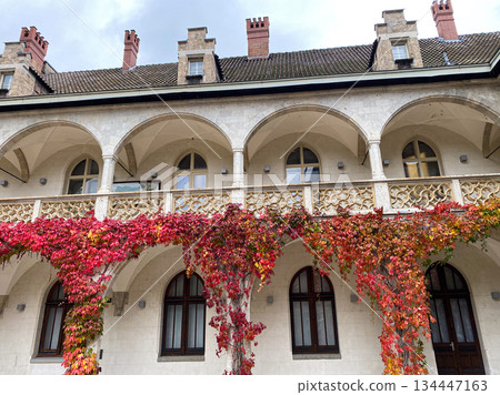 Beautiful Ancient European Castle Surrounded by Scenic Landscape 134447163