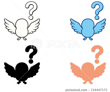 Question mark bird icon with wings spread (4-color set) Question mark bird icon with wings spread (4-color set) 134447171