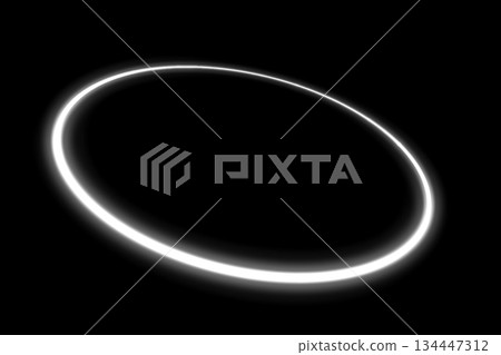 Circles and trails of light on a black background 134447312
