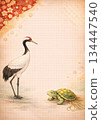 Auspicious painting of a crane and a turtle 134447540