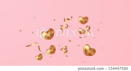 Valentine's Day background decorated with beautiful hearts. Vector illustration. Valentine's Day background decorated with beautiful hearts. Vector illustration. 134447580
