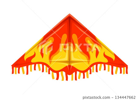 Festival paper kite in wing shape of Makar Sankranti Indian holiday cartoon flying color banner, vector icon. Paper kite triangle wing for kid entertainment toy for summer festival of kites 134447662