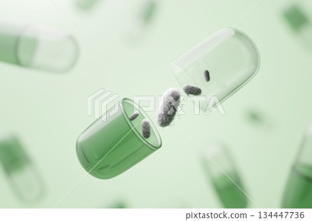 Image of special bacteria emerging from capsule developed in biotechnology Science and Technology 134447736