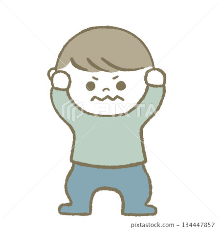 孩子抱著頭，淺藍色 134447857