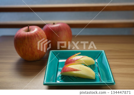 Rabbit apple on a plate 134447871